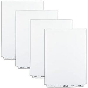 avery legal exhibit binder dividers, preprinted exhibit 1-25 and table of contents bottom tabs, unpunched letter size, 1 set collated, 4 sets per pack (11378)