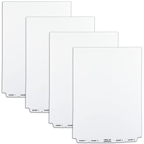 Avery Legal Exhibit Binder Dividers, Preprinted EXHIBIT 1-25 and Table of Contents Bottom Tabs, Unpunched Letter Size, 1 Set Collated, 4 Sets per Pack (11378)