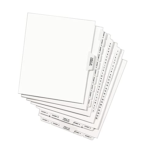 Avery Legal Exhibit Binder Dividers, Preprinted EXHIBIT 1-25 and Table of Contents Bottom Tabs, Unpunched Letter Size, 1 Set Collated, 4 Sets per Pack (11378)