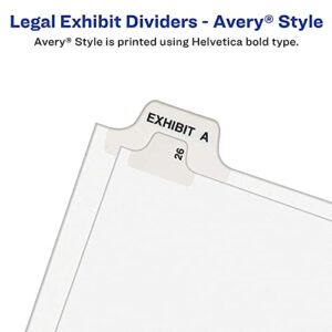 Avery Legal Exhibit Binder Dividers, Preprinted EXHIBIT 1-25 and Table of Contents Bottom Tabs, Unpunched Letter Size, 1 Set Collated, 4 Sets per Pack (11378)