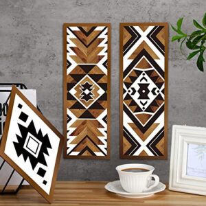 Tatuo 6 Pcs Farmhouse Home Wall Decor Western Snake Wall Decor Witchy Wooden Decor Witchy Wall Decor Altar Decor for Bedroom Living Room Bathroom Apartment (Rhombus, Rectangular Geometric)