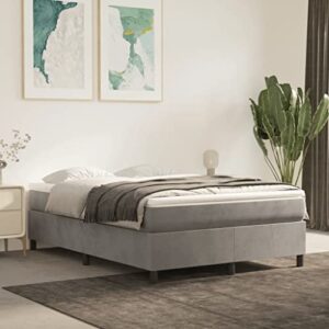 vidaxl box spring bed with mattress home bedroom mattress pad double bed frame base foam topper furniture light gray 59.8″x79.9″ queen velvet