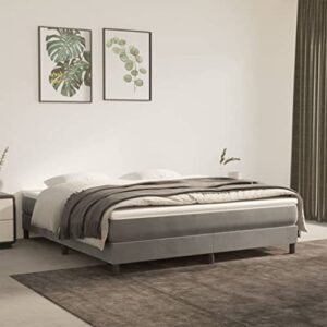vidaXL Box Spring Bed Frame Home Indoor Bedroom Bed Accessory Wooden Upholstered Double Bed Base Furniture Light Gray 72"x83.9" California King Velvet