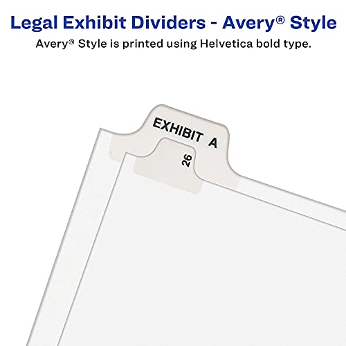 Avery Legal Exhibit Binder Dividers, 25 Blank Side Tabs, Unpunched Letter Size, 1 Set Collated, 4 Packs (11912)