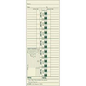 tops time cards , weekly, 1-sided, numbered days, 3-1/2″ x 9″, manila, green print, 500-count (1252)