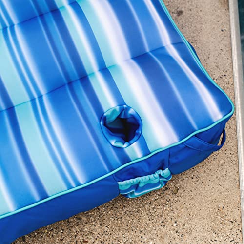Big Joe Captain's Float No Inflation Needed Pool Lounger with Drink Holder, Blurred Blue Double Sided Mesh, 3ft