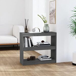 vidaxl book cabinet/room divider gray 31.5″x11.8″x28.1″ solid wood pine