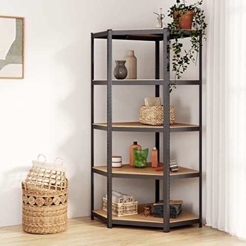 vidaXL 5-Layer Corner Shelf Anthracite Steel&Engineered Wood