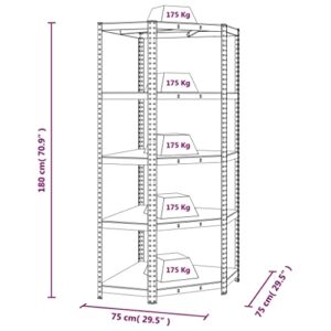 vidaXL 5-Layer Corner Shelf Anthracite Steel&Engineered Wood