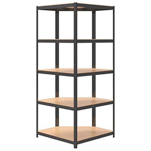 vidaXL 5-Layer Corner Shelf Anthracite Steel&Engineered Wood