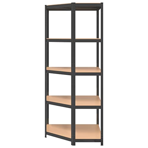 vidaXL 5-Layer Corner Shelf Anthracite Steel&Engineered Wood