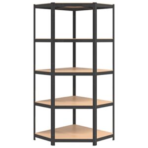 vidaXL 5-Layer Corner Shelf Anthracite Steel&Engineered Wood