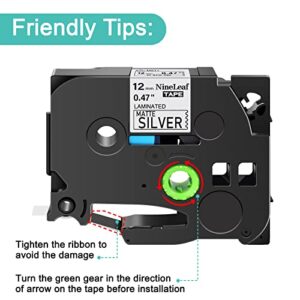 NineLeaf 4 Pack Compatible for Brother P-Touch TZe-M931 TZeM931 TZ-M931 TZM931 Black on Matte Silver Laminated Label Tape 12mm Work with PT-D210 PT-H100 PT-H110 Label Maker 0.47 inch 1/2'' x 26.2ft