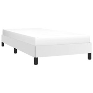 vidaxl bed frame home indoor bed accessory bedroom wooden upholstered single bed base frame furniture white 39.4″x74.8″ twin faux leather