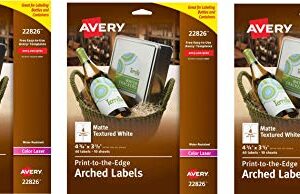 Avery Arched Wine Labels with Sure Feed for Laser Printers, 4.75" x 3.5", 40 White Labels (22826) (Pack of 3)