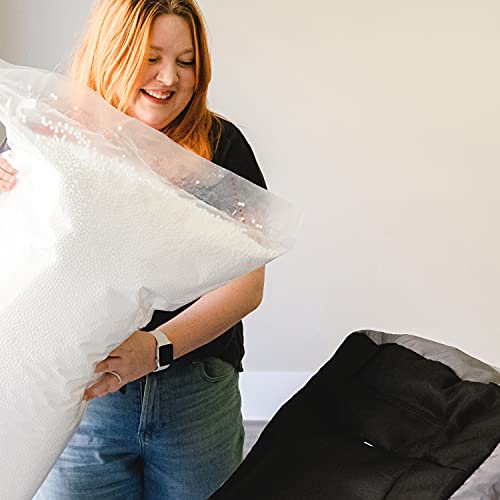 Big Joe Fuf XL Foam Filled Bean Bag Chair with Removable Cover, Gray Plush, 5ft Giant & Bean Refill 2Pk Polystyrene Beans for Bean Bags or Crafts, 100 Liters per Bag