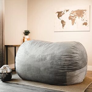 Big Joe Fuf XL Foam Filled Bean Bag Chair with Removable Cover, Gray Plush, 5ft Giant & Bean Refill 2Pk Polystyrene Beans for Bean Bags or Crafts, 100 Liters per Bag