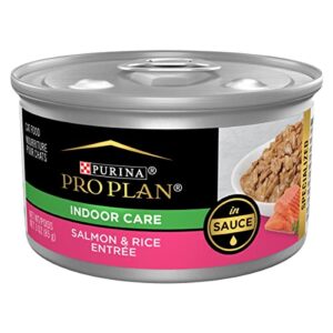 purina pro plan indoor cat food, indoor care salmon and rice in sauce entree – (24) 3 oz. pull-top cans