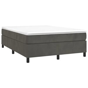 vidaXL Box Spring Bed with Mattress Home Bedroom Mattress Pad Double Bed Frame Base Foam Topper Furniture Dark Gray 53.9"x74.8" Velvet