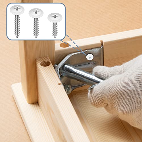 #8 White Screws Wood White Sheet Metal Screw Thread Truss Head Fast Self Tapping White Pan Cabinet Screws Wood Work for Wall Plates, 1/2 Inch, 3/4 Inch, 1 Inch (240)