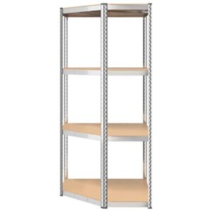 vidaXL 4-Layer Corner Shelf Silver Steel&Engineered Wood