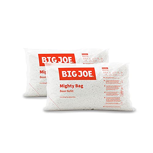 Big Joe Fuf XXL Foam Filled Bean Bag Chair with Removable Cover, Cobalt Lenox, 6ft Giant & Bean Refill 2Pk Polystyrene Beans for Bean Bags or Crafts, 100 Liters per Bag