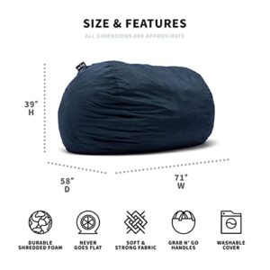 Big Joe Fuf XXL Foam Filled Bean Bag Chair with Removable Cover, Cobalt Lenox, 6ft Giant & Bean Refill 2Pk Polystyrene Beans for Bean Bags or Crafts, 100 Liters per Bag