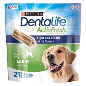 purina dentalife large dog dental chews; activfresh daily oral care – 21 treats