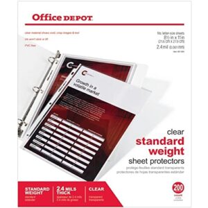 Office Depot Standard Weight Sheet Protectors, 8 1/2in. x 11in., Clear, Pack Of 200, OD491694