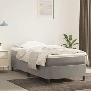 vidaXL Box Spring Bed with Mattress Home Bedroom Mattress Pad Single Bed Frame Base Foam Topper Furniture Light Gray 39.4"x79.9" Twin XL Velvet