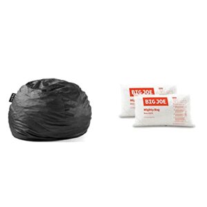 big joe fuf large foam filled bean bag chair with removable cover, black lenox, 4ft big & bean refill 2pk polystyrene beans for bean bags or crafts, 100 liters per bag