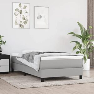 vidaxl box spring bed with mattress home bedroom mattress pad single bed frame base foam topper furniture light gray 39.4″x79.9″ twin xl fabric
