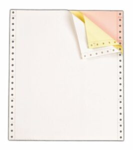 tops continuous computer paper, 3-part carbonless, removable 0.5 inch margins, 9.5 x 11 inches, 1100 sheets, white/canary/pink (55179)