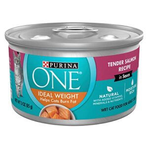 purina one natural weight control wet cat food, ideal weight tender salmon recipe – (24) 3 oz. pull-top cans