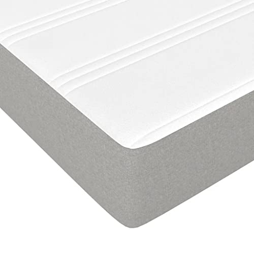 vidaXL Box Spring Bed with Mattress Home Bedroom Mattress Pad Double Bed Frame Base Foam Topper Furniture Light Gray 53.9"x74.8" Full Fabric