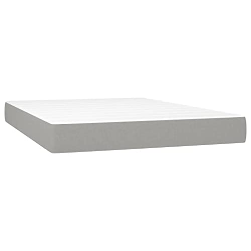 vidaXL Box Spring Bed with Mattress Home Bedroom Mattress Pad Double Bed Frame Base Foam Topper Furniture Light Gray 53.9"x74.8" Full Fabric