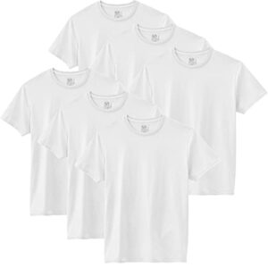 fruit of the loom men’s stay tucked crew t-shirt – x-large – white (pack of 6)