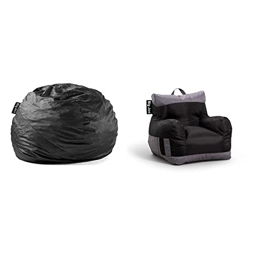 Big Joe Fuf Large Foam Filled Bean Bag Chair with Removable Cover, Black Lenox, 4ft Big & Dorm Bean Bag Chair with Drink Holder and Pocket, Two Tone Black Smartmax, 3ft