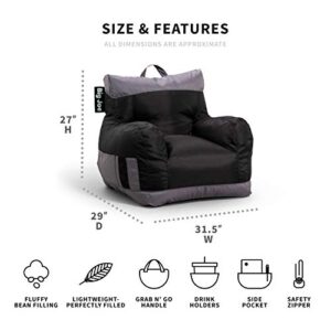 Big Joe Fuf Large Foam Filled Bean Bag Chair with Removable Cover, Black Lenox, 4ft Big & Dorm Bean Bag Chair with Drink Holder and Pocket, Two Tone Black Smartmax, 3ft