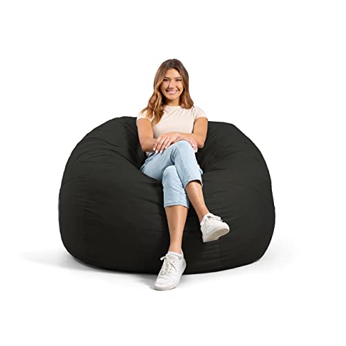 Big Joe Fuf Large Foam Filled Bean Bag Chair with Removable Cover, Black Lenox, 4ft Big & Dorm Bean Bag Chair with Drink Holder and Pocket, Two Tone Black Smartmax, 3ft