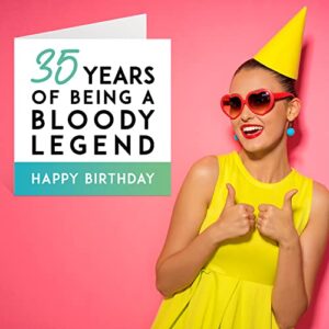 Funny 35th Birthday Card for Men Women - Being A Legend - Thirty-Five Thirty-Fifth Happy Birthday Card for Him Her Sister Brother Uncle Auntie, 5.7 x 5.7 Inch Joke Gifts Humour Sarcasm Greeting Cards