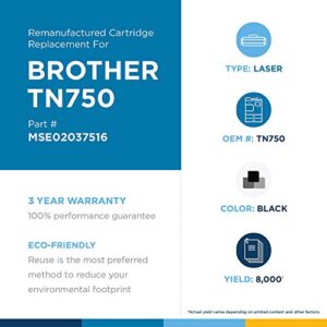 MSE Brand Remanufactured Toner Cartridge Replacement for Brother TN750 | Black | High Yield