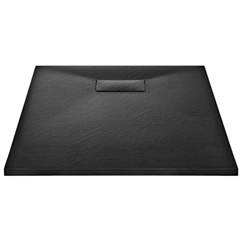 vidaXL Shower Base Tray Home Indoor Plumbing Fixture Hardware Part Skid Resistant Bathroom Base Shower Receptor Tray SMC Black 39.4"x27.6"