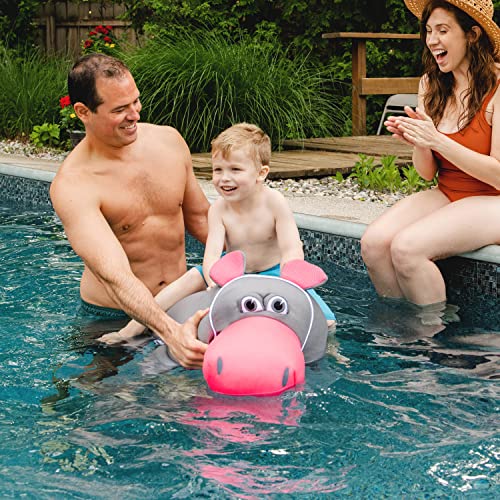 Big Joe Pool Petz Large Hippo Animal Pool Toy Float, Hippo Shape Mesh, 3ft