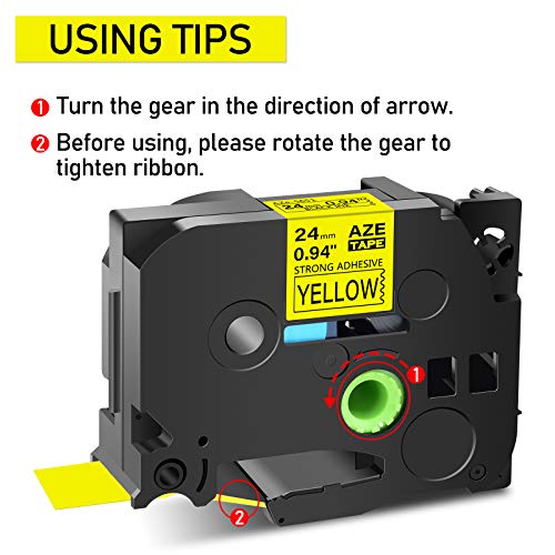 GREENCYCLE Extra Strength Adhesive Black on Yellow Label Tape Compatible for Brother TZE-S651 TZS651 AZES651 0.94" 24mm for PT2730 PT9600 PTD600VP PTD800W PTH500LI PTP700 PTP710BT PTP750W-6 Pack