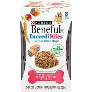 purina beneful small breed wet dog food with gravy, incredibites with real salmon – 3 oz. cans 3 count (pack of 8)