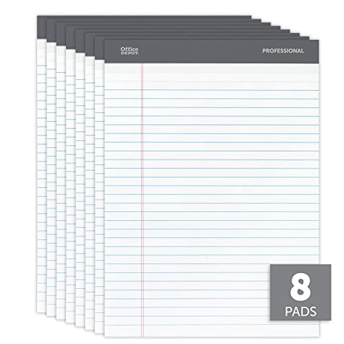 Office Depot Professional Legal Pad, 8 1/2in. x 11 3/4in., Legal Ruled, 50 Sheets Per Pad, White, Pack Of 8 Pads, 99528