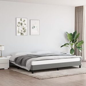 vidaXL Bed Frame Home Indoor Bedroom Bed Accessory Wooden Fabric Upholstered Double Bed Base Furniture Dark Gray 76"x79.9" King Fabric