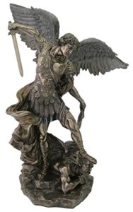 top collection large 2 feet 3 inch (27”) tall archangel saint michael. protection and justice. bronze powder mixed with resin – bronze antique finish.